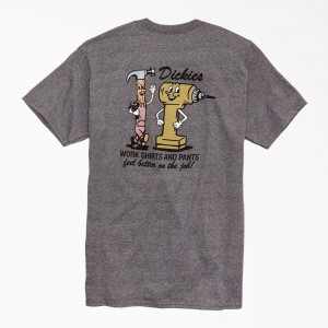 Grey Men's Dickies Feel Better On The Job Graphic T-Shirt | PWF871042