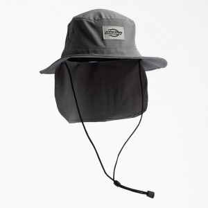 Grey Men's Dickies Full Brim Ripstop Boonie with Neck Shade Hat | RYF581942