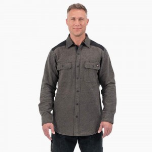 Grey Men's Dickies Heavyweight Brawny Flannel Shirt | EBU756028