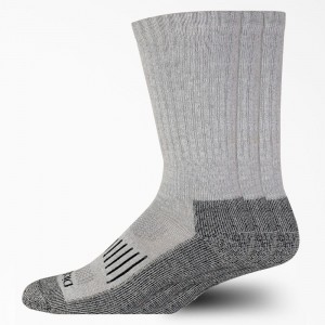 Grey Men's Dickies Heavyweight Crew 3-Pack Socks | HWU038512