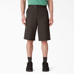 Grey Men's Dickies Loose Fit Flat Front Work Shorts | KGA764102