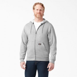 Grey Men's Dickies Midweight Fleece Zip Hoodie | AOG906824