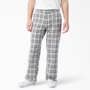 Grey Men's Dickies Regular Fit Plaid Pants | ZLV491672