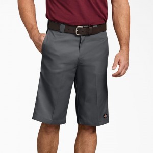 Grey Men's Dickies Relaxed Fit Multi-Use Pocket Work Shorts | TJN406972