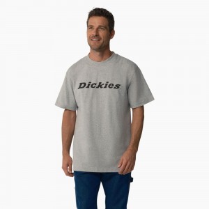 Grey Men's Dickies Short Sleeve Wordmark Graphic T-Shirt | FGP576904