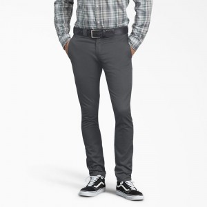 Grey Men's Dickies Skinny Fit Work Pants | GYA096371