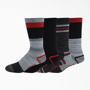 Grey Men's Dickies Striped Crew 4-Pack Socks | TQC054296