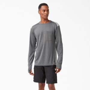 Grey Men's Dickies Temp-iQ® 365 Long Sleeve Pocket T-Shirt | QZE273146