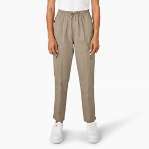 Grey Women's Dickies Drawstring Cargo Pants | PFD412985