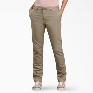 Grey Women's Dickies FLEX Slim Fit Double Knee Pants | ECR563984