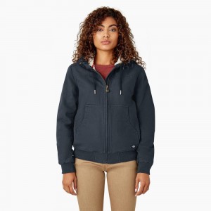 Grey Women's Dickies Fleece Lined Duck Canvas Jacket | TRA879361