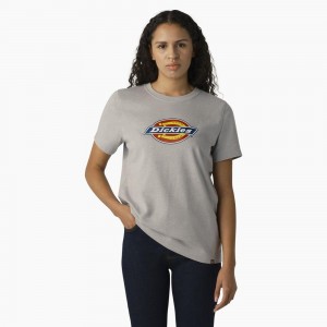 Grey Women's Dickies Heavyweight Logo T-Shirt | GSK216508