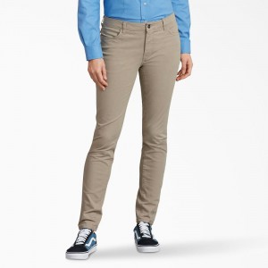 Grey Women's Dickies Perfect Shape Skinny Fit Pants | QFM907436