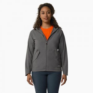 Grey Women's Dickies Performance Hooded Jacket | XAC528963