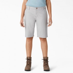 Grey Women's Dickies Relaxed Fit Duck Carpenter Shorts | WPG706453