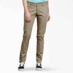 Grey Women's Dickies Slim Fit Skinny Leg Pants | FNV807924