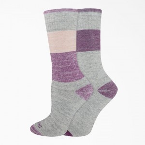 Grey Women's Dickies Thermal Crew 2-Pack Socks | MNL356948