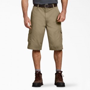 Khaki Men's Dickies Loose Fit Work Shorts | YWT281654