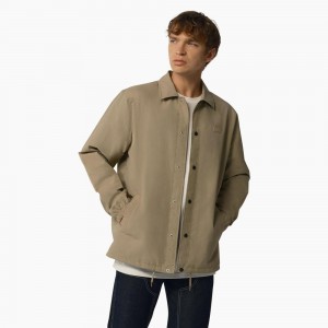 Khaki Men's Dickies Oakport Coaches Jacket | BIK581024