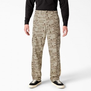 Khaki Men's Dickies Skateboarding Loose Fit Camo Cargo Pants | UKO318906