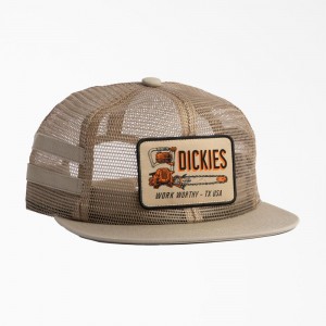 Khaki Men's Dickies Work Worthy Mesh Trucker Hat | COI102384