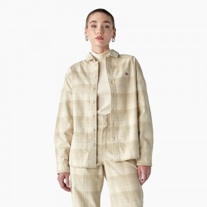 Khaki Women's Dickies Alma Corduroy Shirt | XAB149853