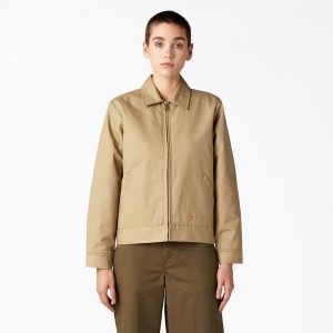 Khaki Women's Dickies Insulated Eisenhower Jacket | RXM165230