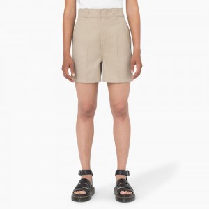 Khaki Women's Dickies Phoenix Shorts | JYQ472395