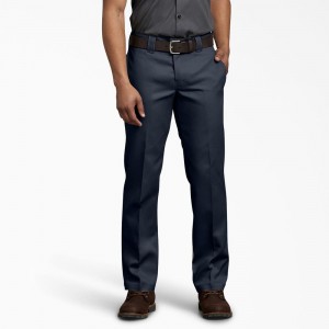 Navy Men's Dickies 873 FLEX Slim Fit Work Pants | UDM402683