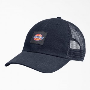 Navy Men's Dickies Canvas Trucker Hat | HEZ637824