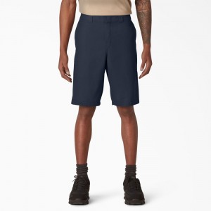 Navy Men's Dickies Cooling Active Waist Shorts | TUQ658193