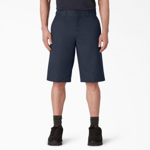 Navy Men's Dickies FLEX Cooling Active Waist Regular Fit Shorts | MUZ153802