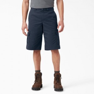 Navy Men's Dickies FLEX Relaxed Fit Cargo Shorts | SYC682741