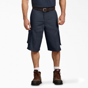 Navy Men's Dickies Loose Fit Cargo Work Shorts | EBU184296