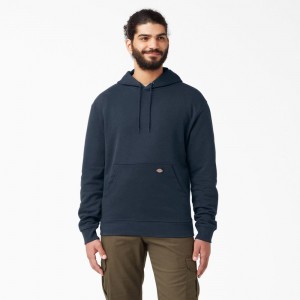 Navy Men's Dickies Midweight Fleece Hoodie | ESQ475082