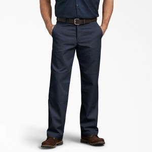 Navy Men's Dickies Relaxed Fit Double Knee Work Pants | PCS829430