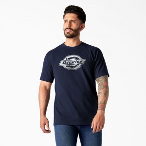 Navy Men's Dickies Short Sleeve Logo Graphic T-Shirt | SOX076953