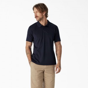 Navy Men's Dickies Short Sleeve Performance Polo Shirt | UJD096817