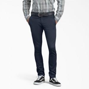 Navy Men's Dickies Skinny Fit Work Pants | GIK102475