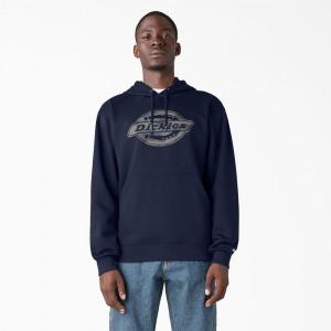 Navy Men's Dickies Water Repellent Camo Logo Hoodie | XBP126035