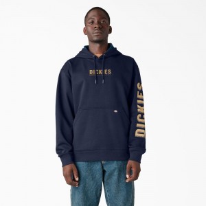 Navy Men's Dickies Water Repellent Workwear Graphic Hoodie | NBX790264