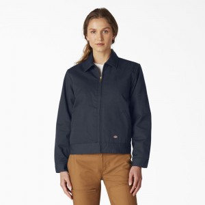 Navy Women's Dickies Insulated Eisenhower Jacket | VMJ723168