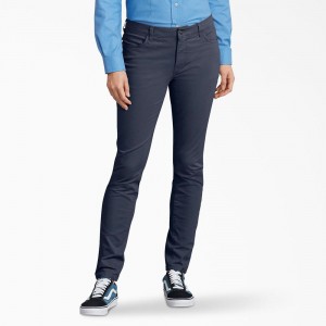 Navy Women's Dickies Perfect Shape Skinny Fit Pants | PEX315987