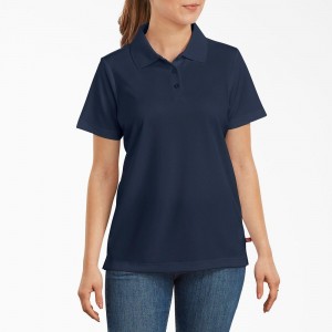 Navy Women's Dickies Performance Polo Shirt | XUY965084