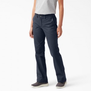 Navy Women's Dickies Slim Fit Bootcut Pants | GDS623780