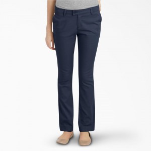 Navy Women's Dickies Slim Fit Pants | XCI021469