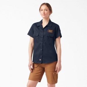 Navy Women's Dickies Traeger x Ultimate Grilling Shirt | RBV310729