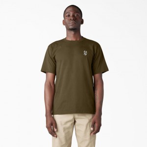 Olive Men's Dickies Skateboarding DIY Skate Graphic T-Shirt | YJW547218