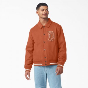 Orange Men's Dickies Collegiate Jacket | OQN104635