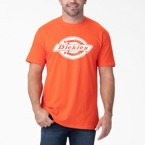 Orange Men's Dickies Short Sleeve Relaxed Fit Graphic T-Shirt | SZU605813